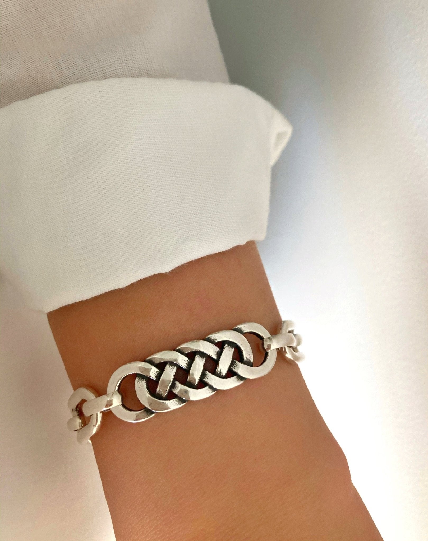 The Casablanca Bracelet – Chunky Silver Geometric Bracelet | Bold Link Statement Jewelry, Gift for Her - Karl & kate