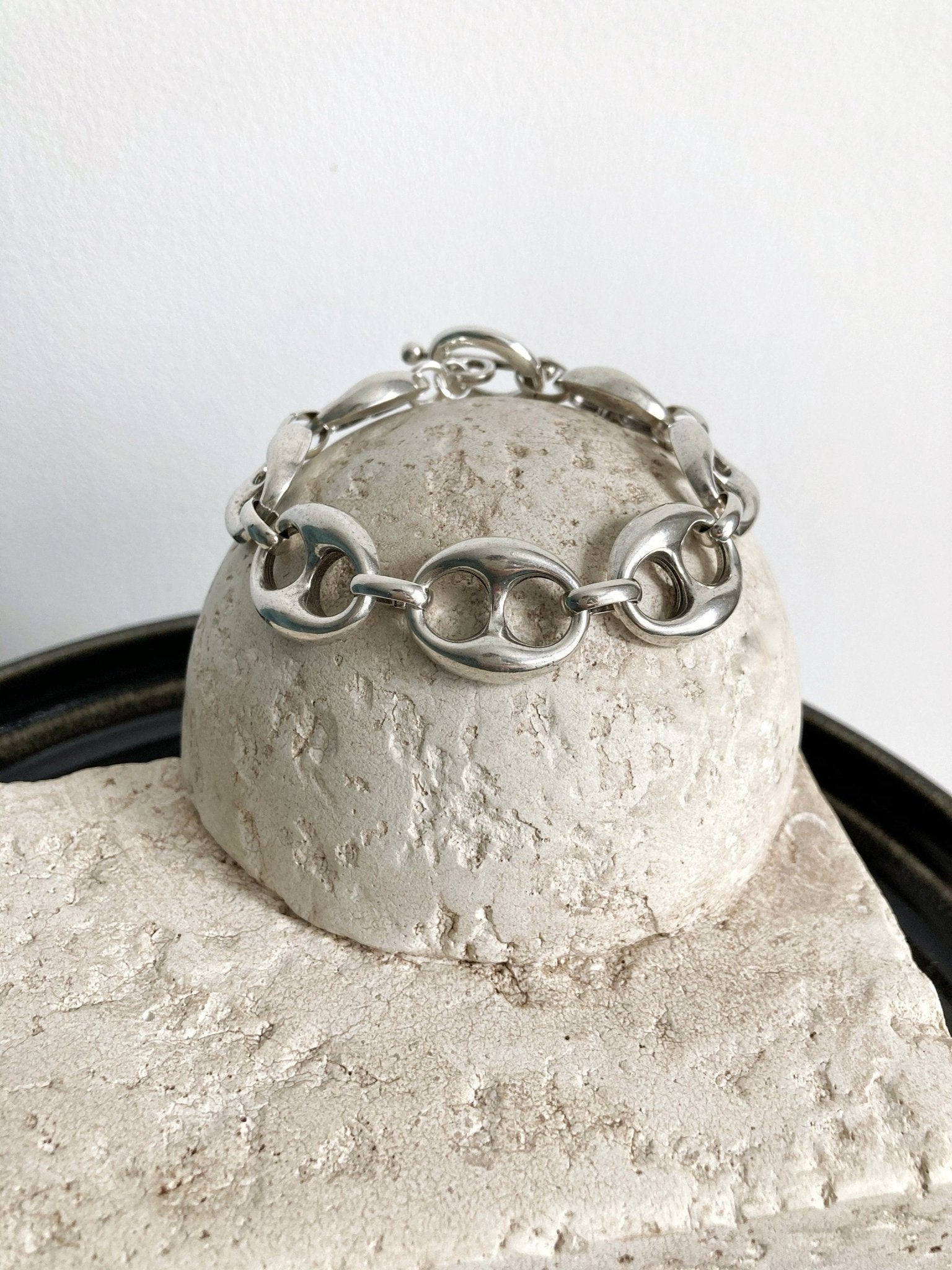 The Casamance Bracelet – Chunky Silver Coin Bracelet | Bold Rolo Chain Statement Jewelry, Gift for Her - Karl & kate