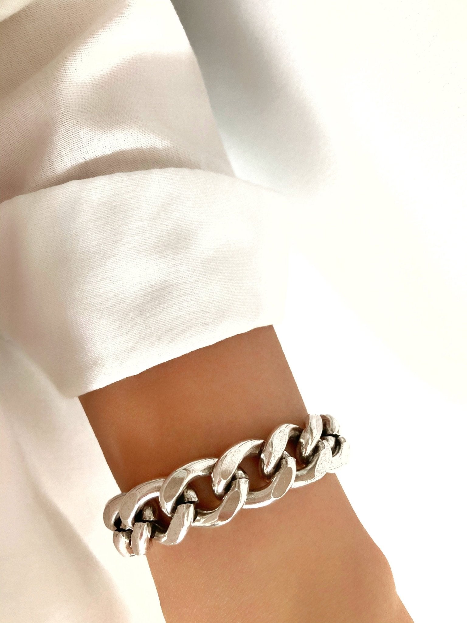 The Deauville Bracelet – Chunky Silver Thick Chain Bracelet | Bold Statement Jewelry, Gift for Her - Karl & kate