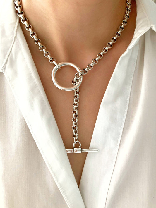 The Dubai Necklace – Brutalist Silver Statement Necklace | Bold Toggle Clasp Jewelry, Gift for Her - Karl & kate