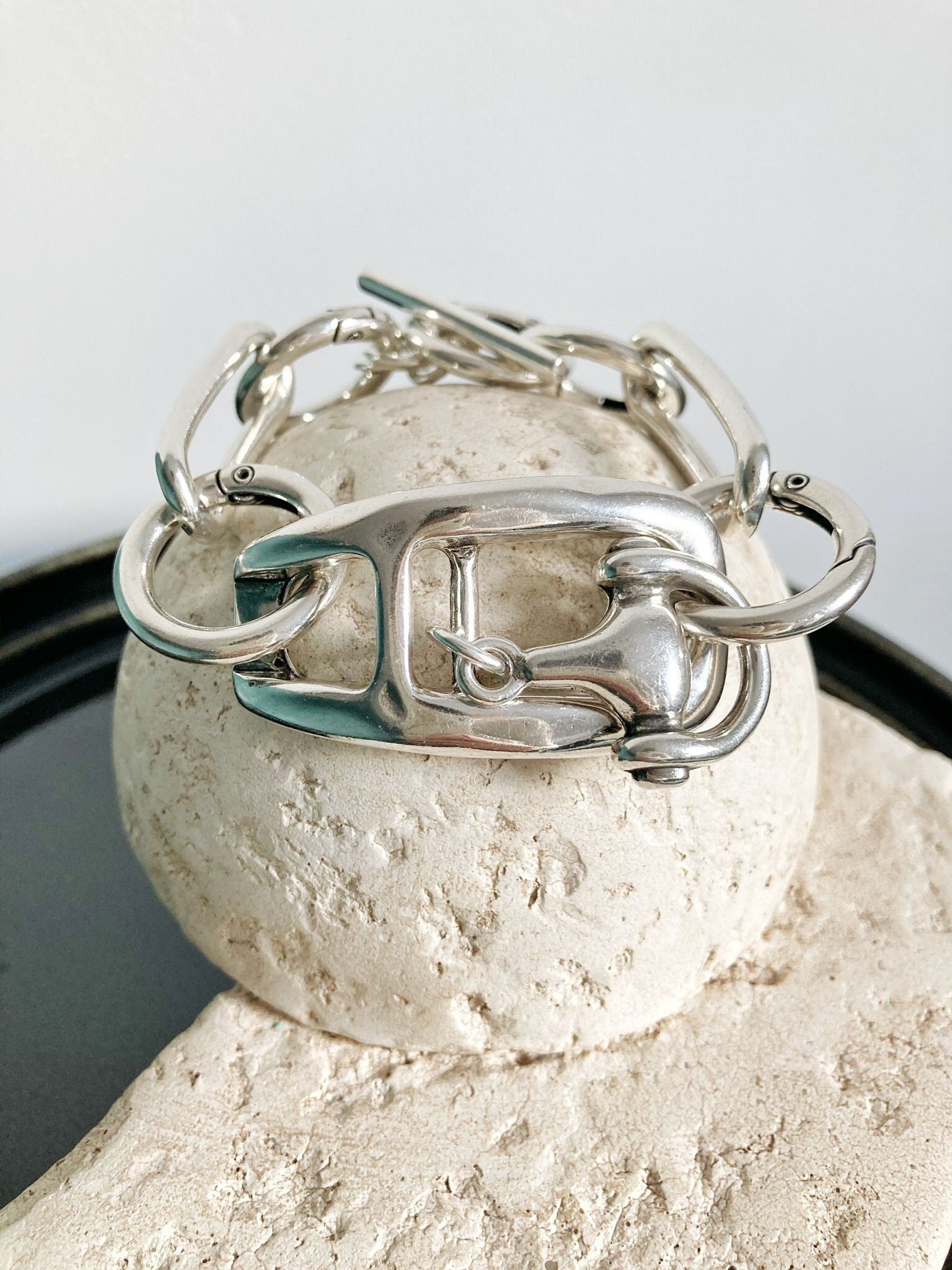The Havana Bracelet – Chunky Silver Wrap Bracelet | Bold Link Design, Elegant Gift for Her - Karl & kate