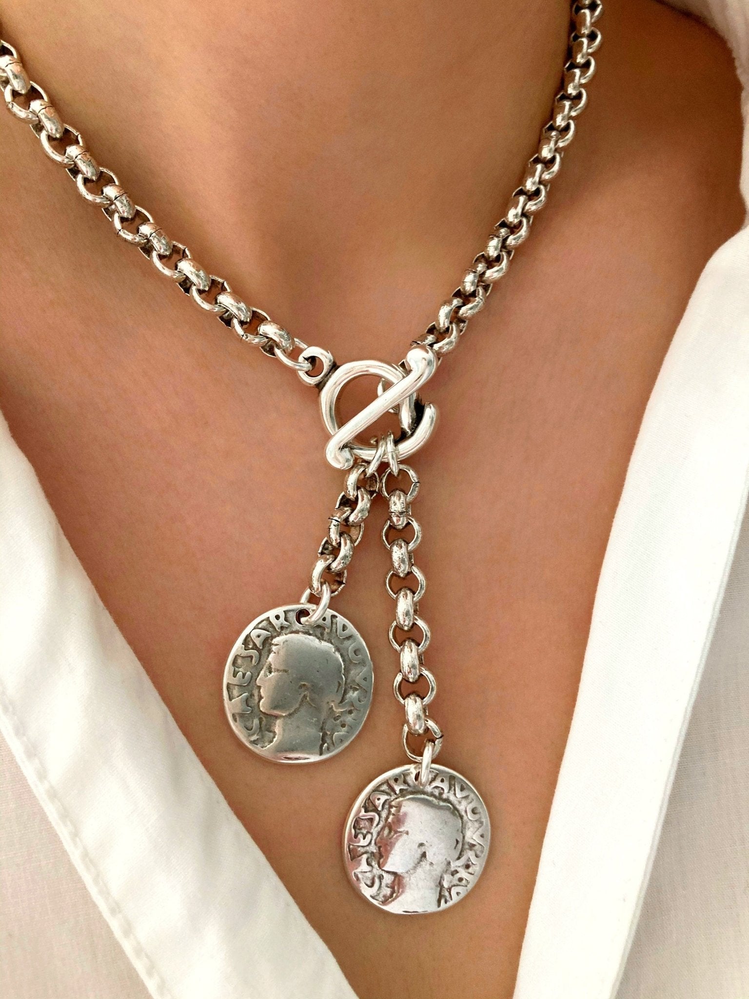The Lisbon Necklace – Chunky Antique Silver Statement Chain - Karl & kate