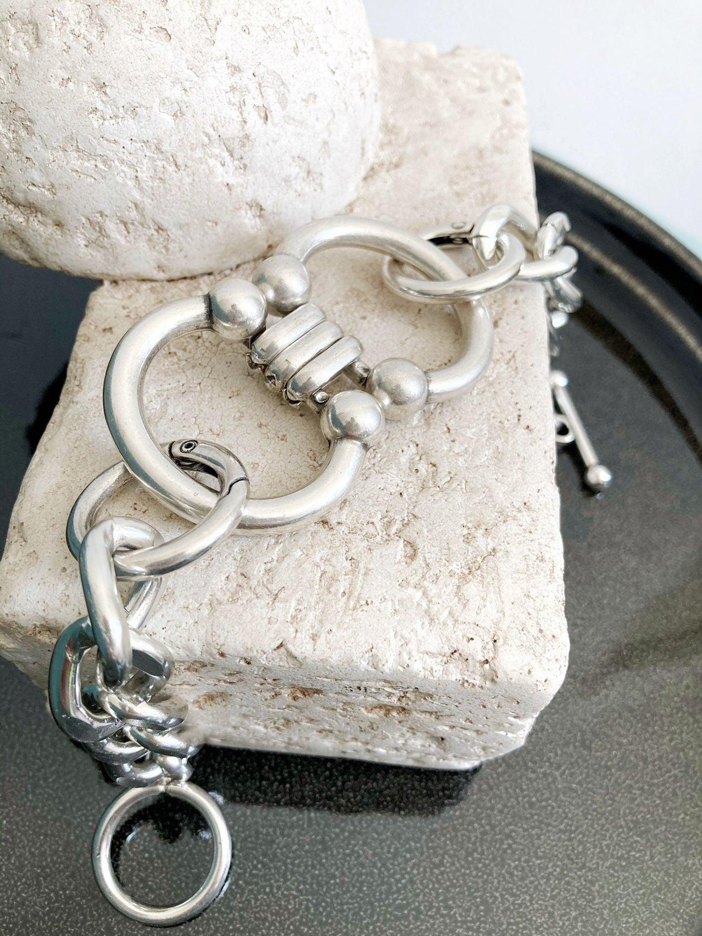 The Marrakech Bracelet – Chunky Silver Wrap Bracelet | Lightweight Statement Link Cuff, Gift for Her - Karl & kate