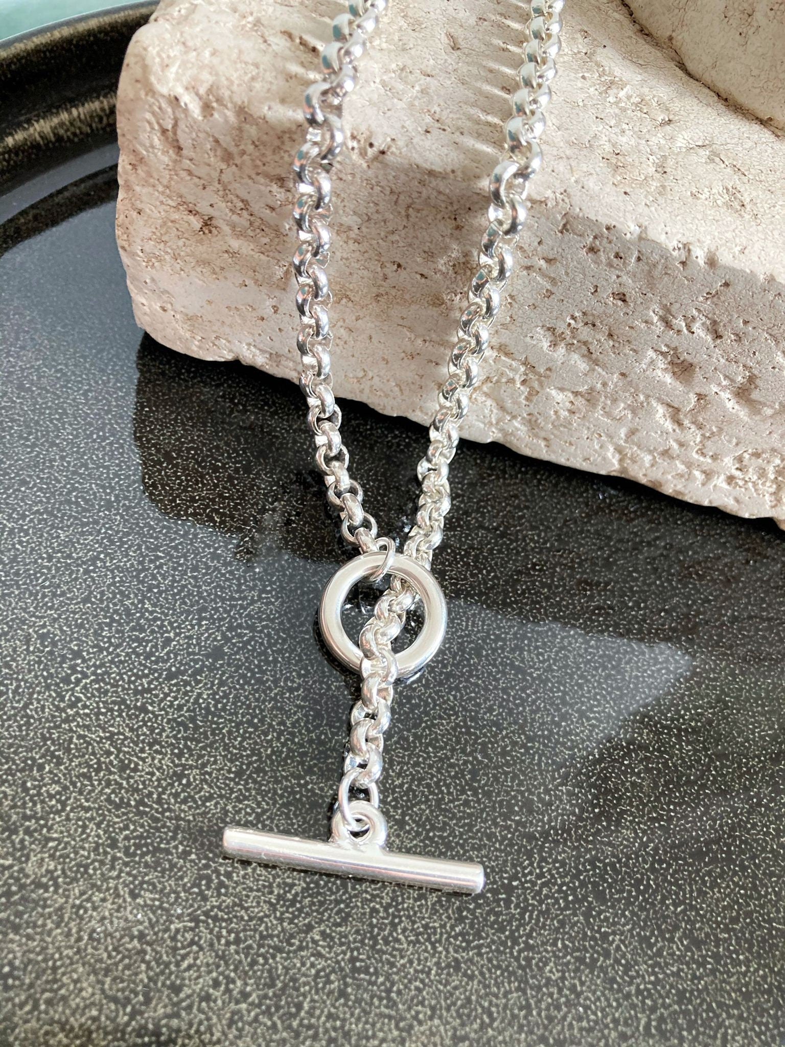 The Milano Necklace – Chunky Silver Rolo Chain | Elegant Toggle Clasp Statement Necklace, Gift for Her - Karl & kate