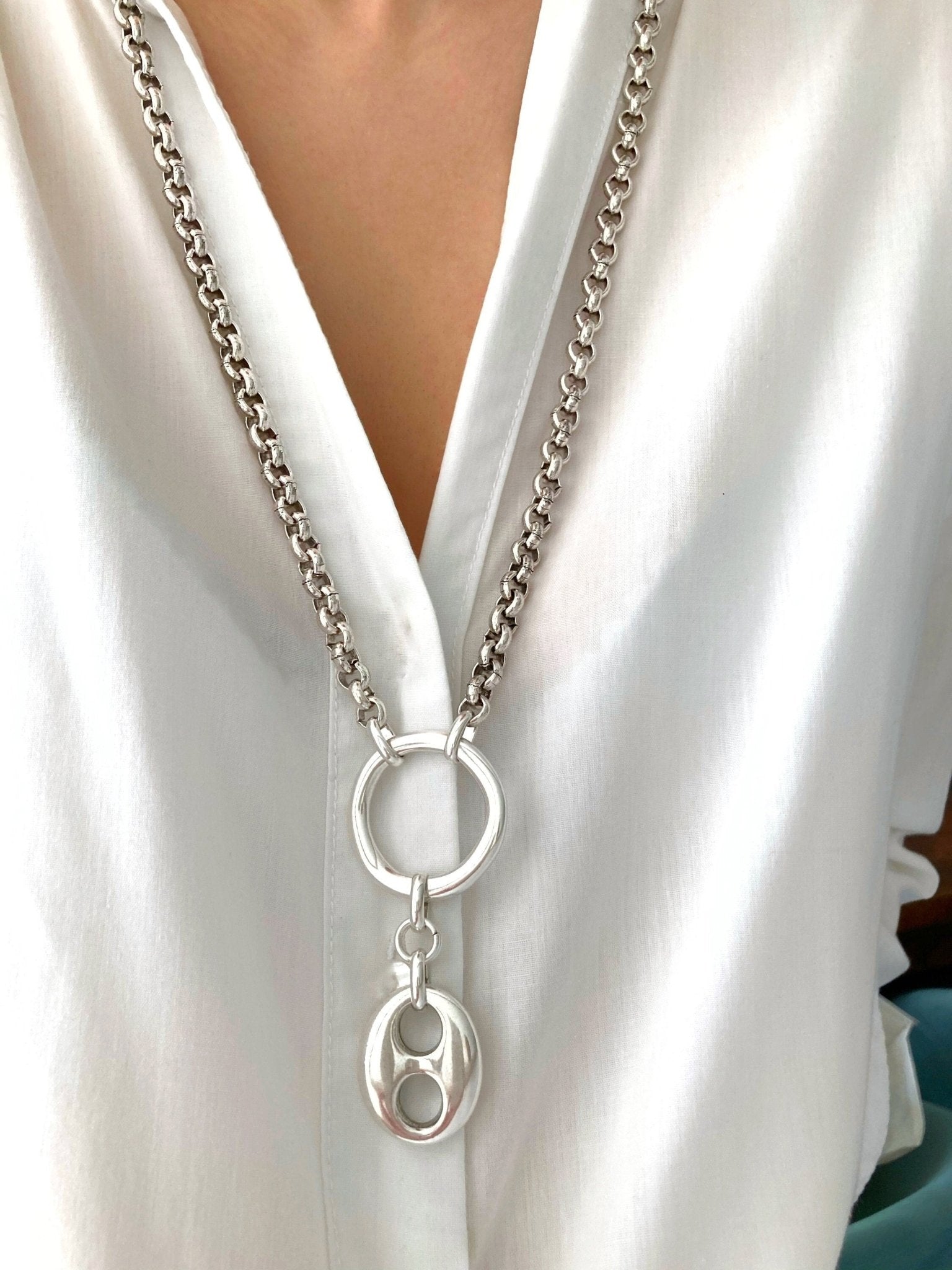 The Montreal Necklace – Bold Silver Statement Pendant | Brutalist Boho Charm Necklace, Gift for Her - Karl & kate