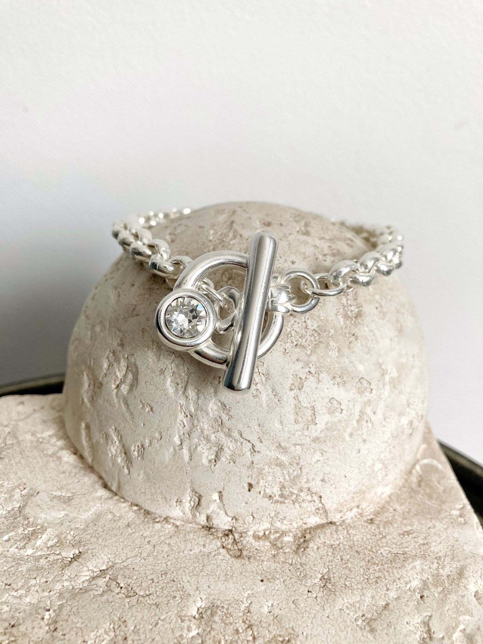 The Mykonos Bracelet – Chunky Silver Charm Bracelet | Bold Statement Jewelry with Strass Details, Gift for Her - Karl & kate