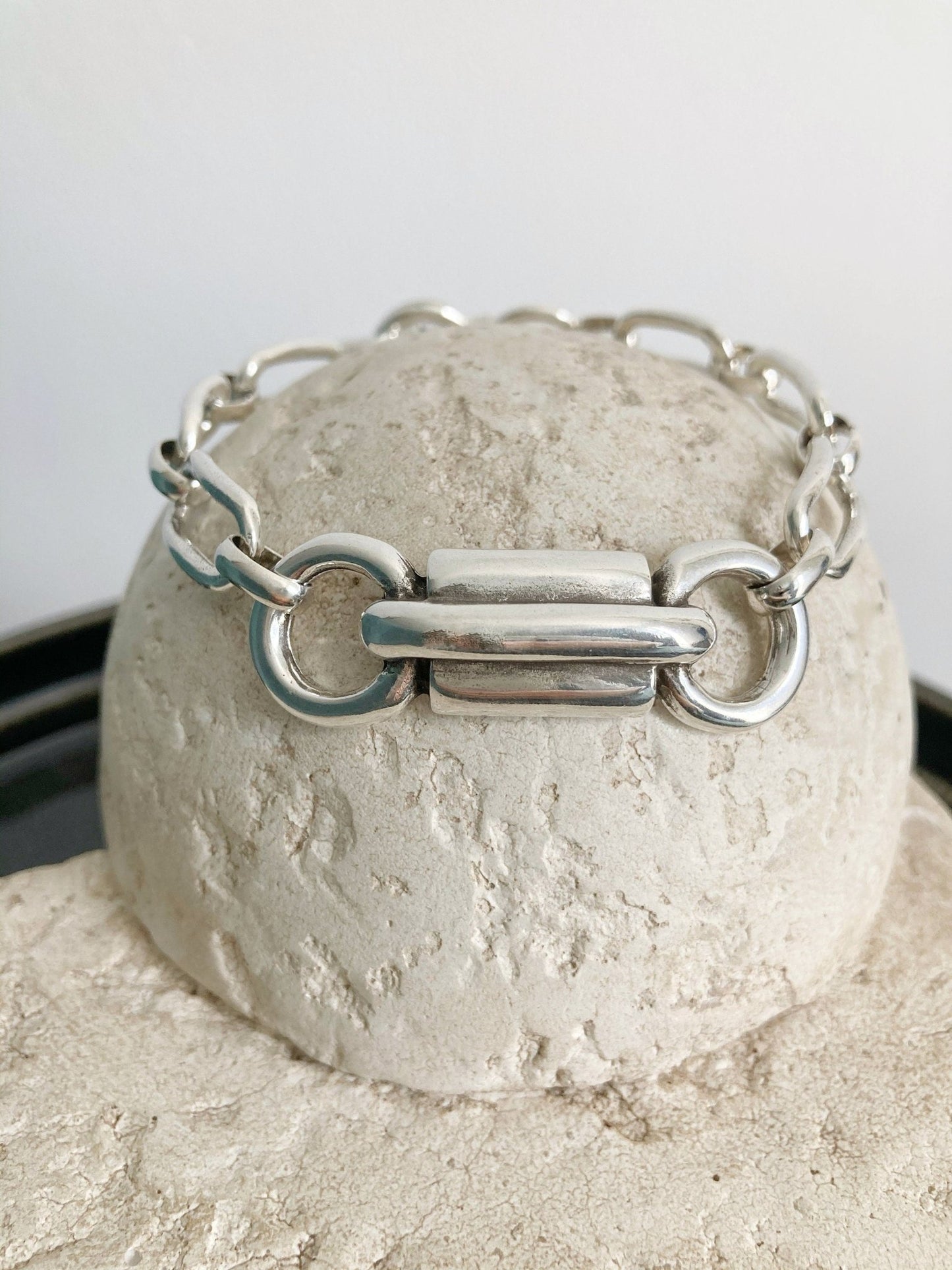 The Nice Bracelet – Vintage Silver Cuff Bracelet | Chunky Link Statement Jewelry, Gift for Her - Karl & kate