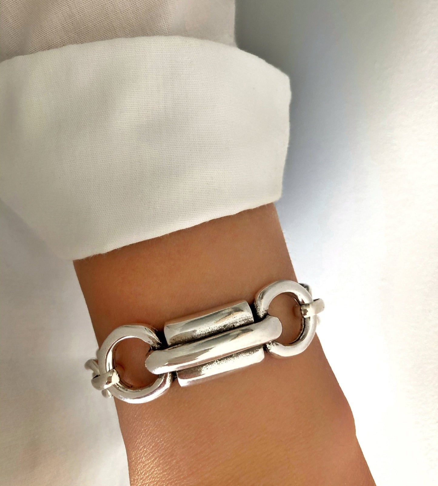 The Nice Bracelet – Vintage Silver Cuff Bracelet | Chunky Link Statement Jewelry, Gift for Her - Karl & kate