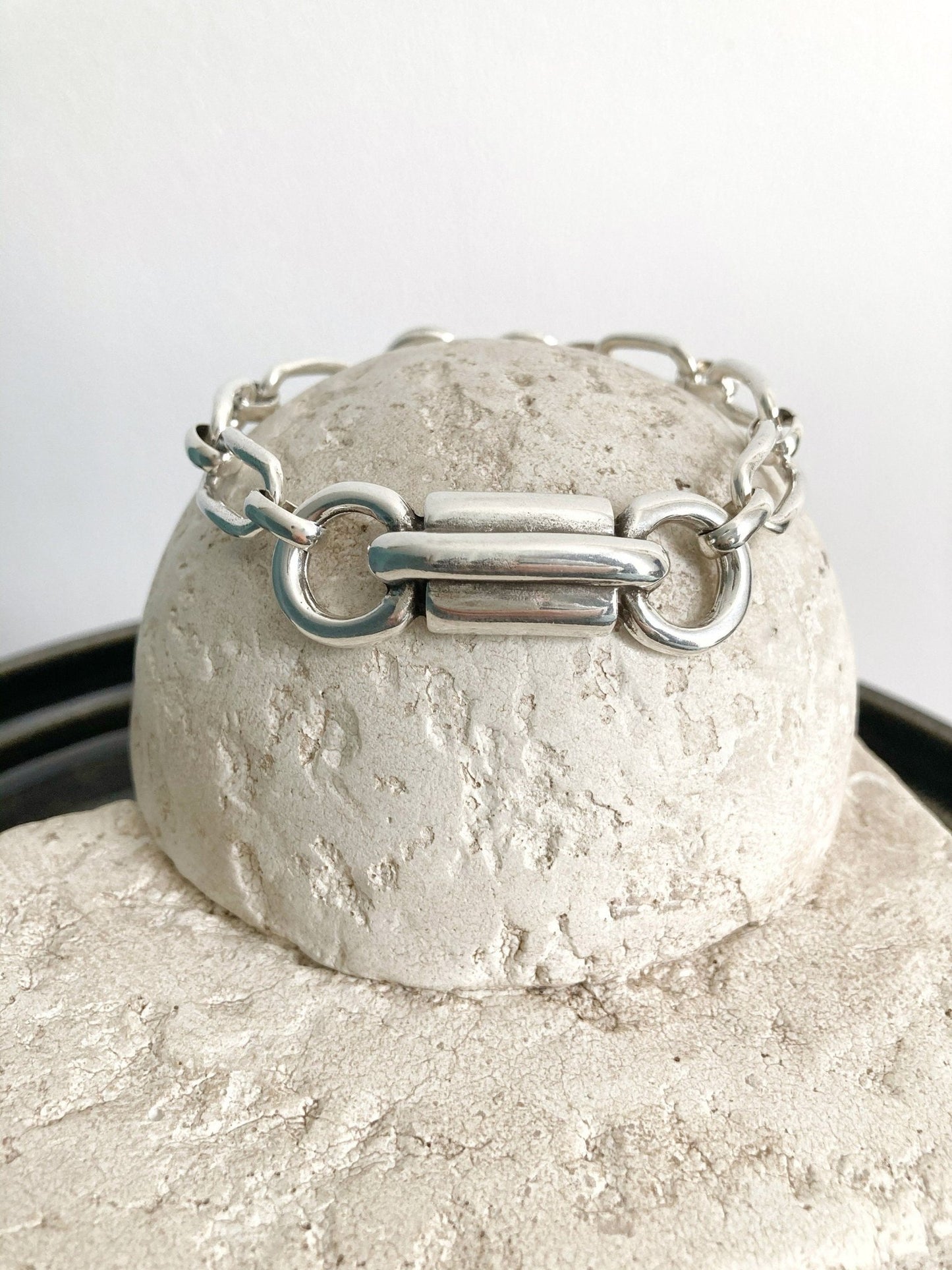 The Nice Bracelet – Vintage Silver Cuff Bracelet | Chunky Link Statement Jewelry, Gift for Her - Karl & kate
