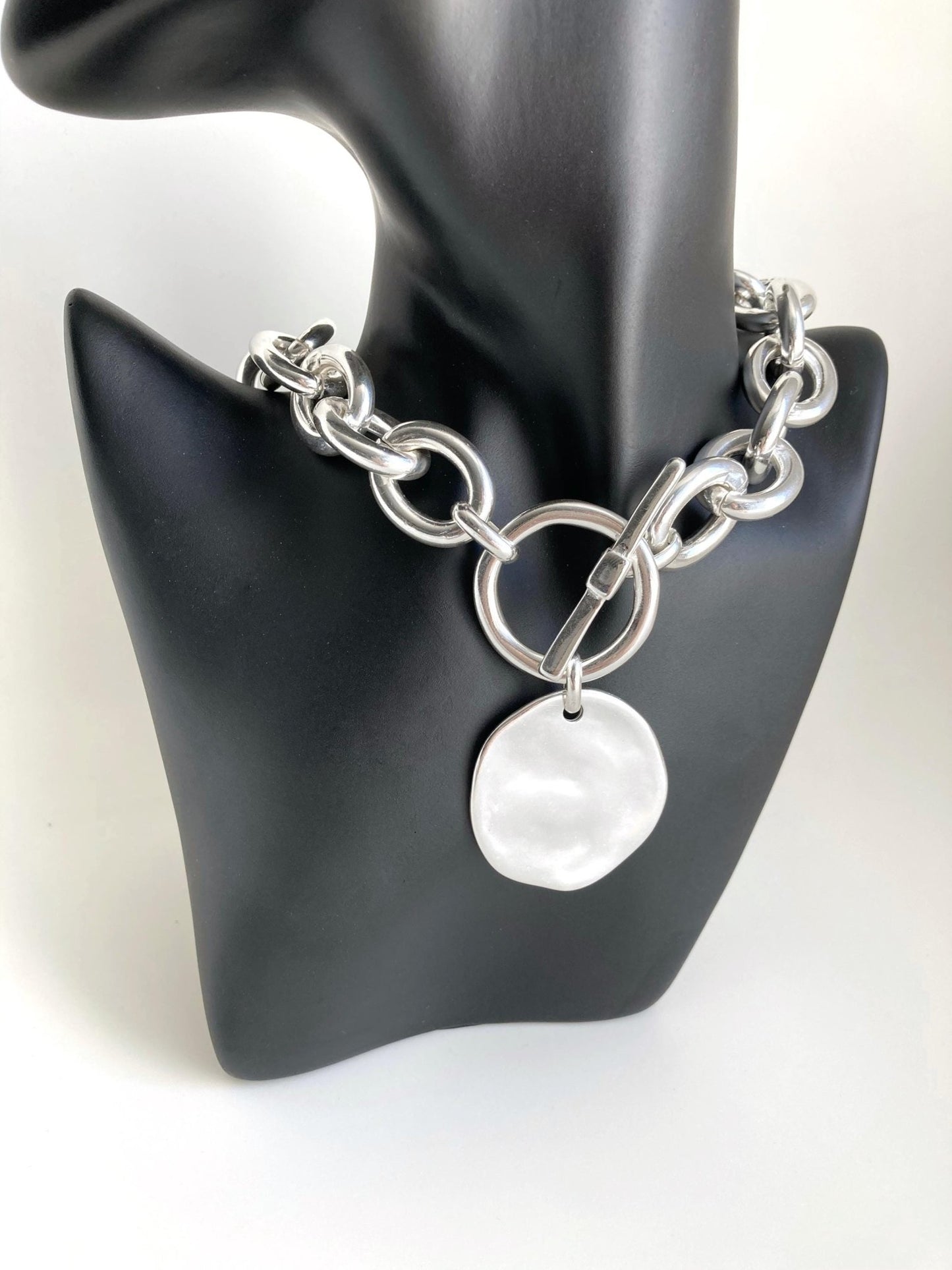 The Oslo Necklace – Chunky Silver Charm Choker | Lightweight Curb Chain Statement Jewelry, Gift for Her - Karl & kate