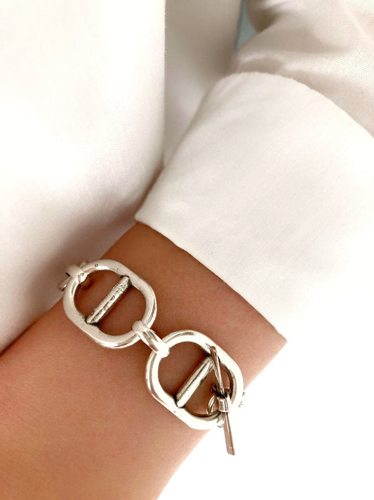 The Palermo Bracelet – Chunky Silver Wrap Bracelet | Elegant Link Statement Jewelry, Gift for Her - Karl & kate