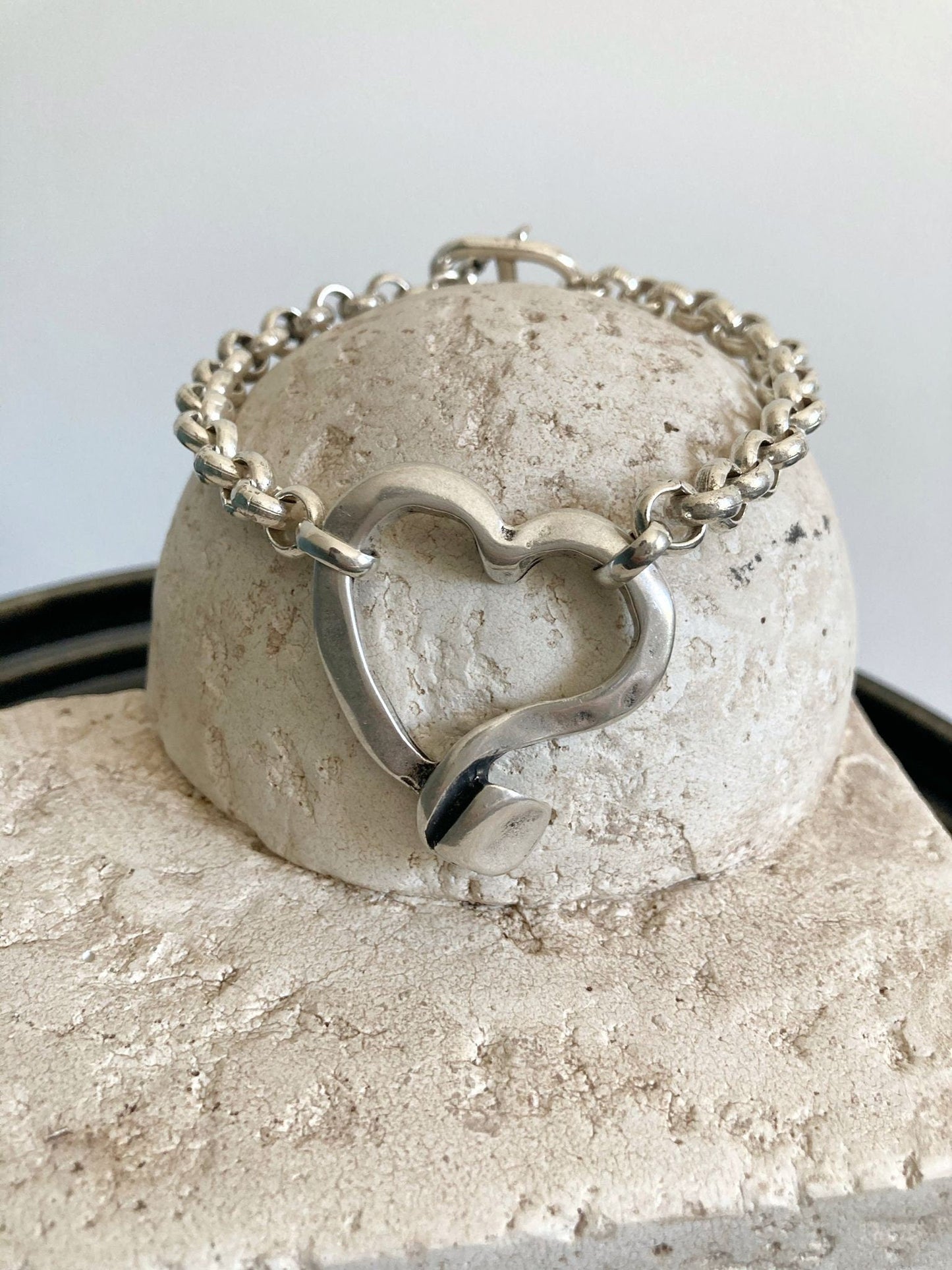 The Paris Bracelet – Chunky Silver Love Bracelet | Elegant Toggle Clasp Statement Jewelry, Gift for Her - Karl & kate