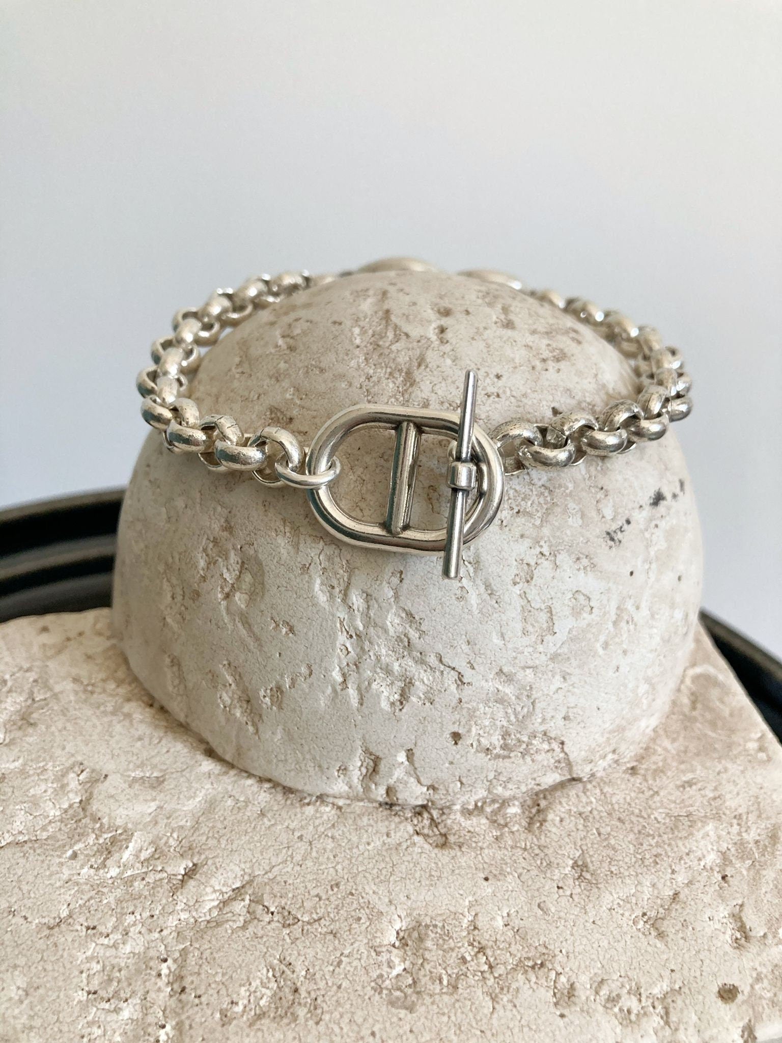 The Paris Bracelet – Chunky Silver Love Bracelet | Elegant Toggle Clasp Statement Jewelry, Gift for Her - Karl & kate