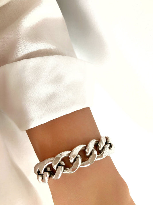 The Porto Alegre Bracelet – Chunky Silver Padlock Bracelet | Bold Handmade Toggle Jewelry, Gift for Her - Karl & kate