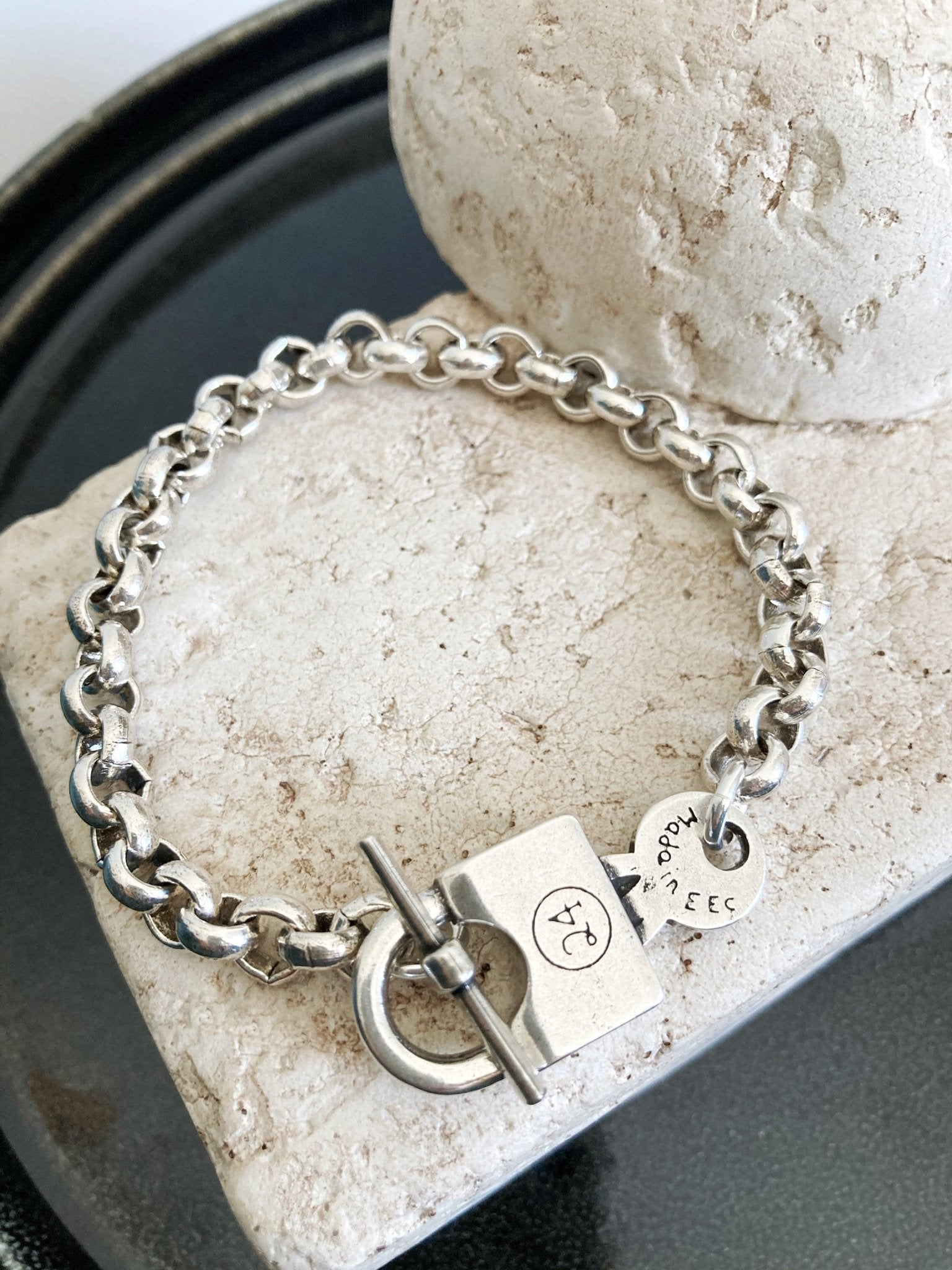 The Quebec Bracelet – Chunky Silver Lock Clasp Bracelet | Bold Toggle Clasp Jewelry, Gift for Her - Karl & kate