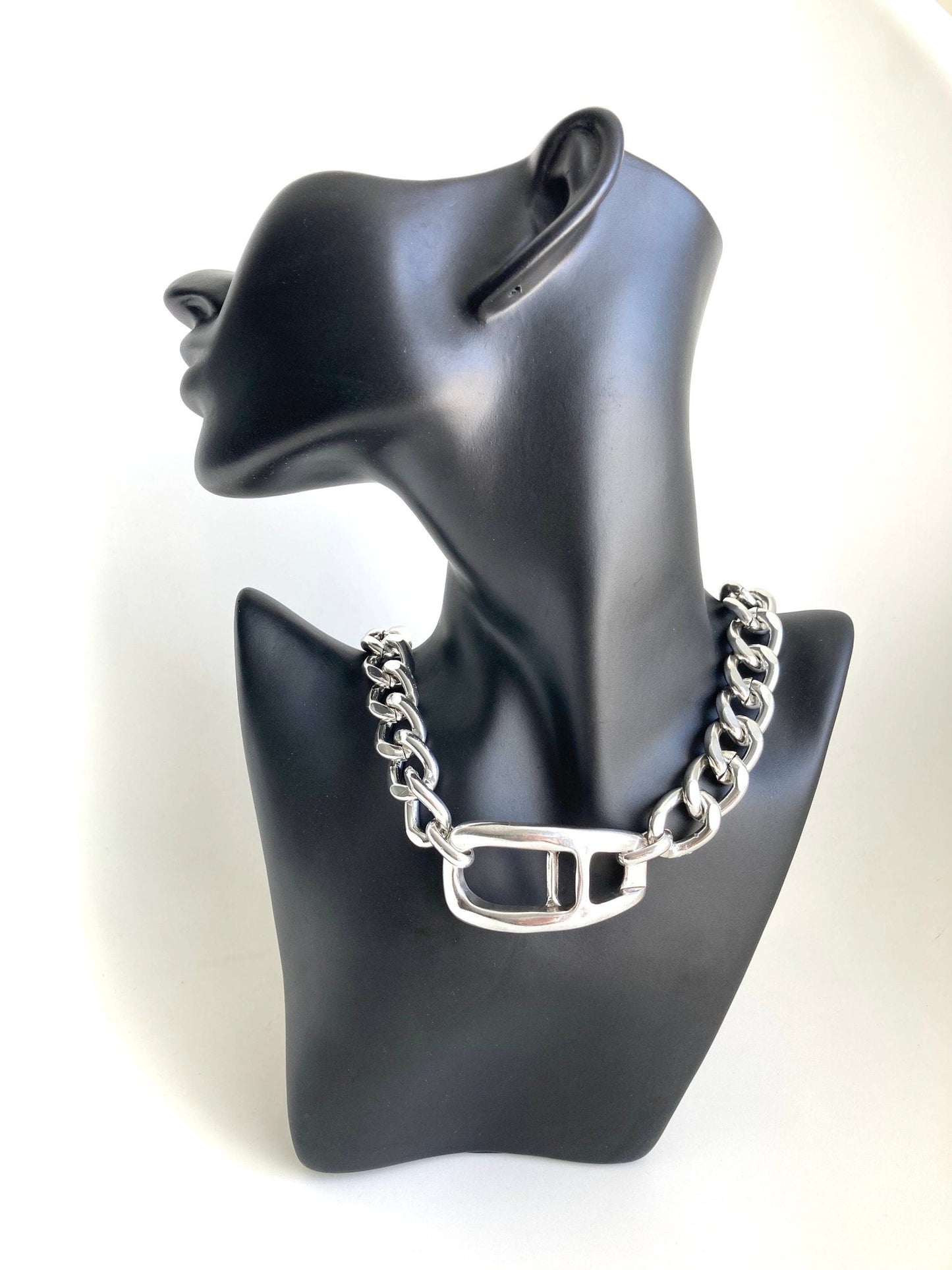 The Reykjavik Necklace – Chunky Silver Brutalist Choker | Bold Rock Statement Chain, Gift for Her - Karl & kate