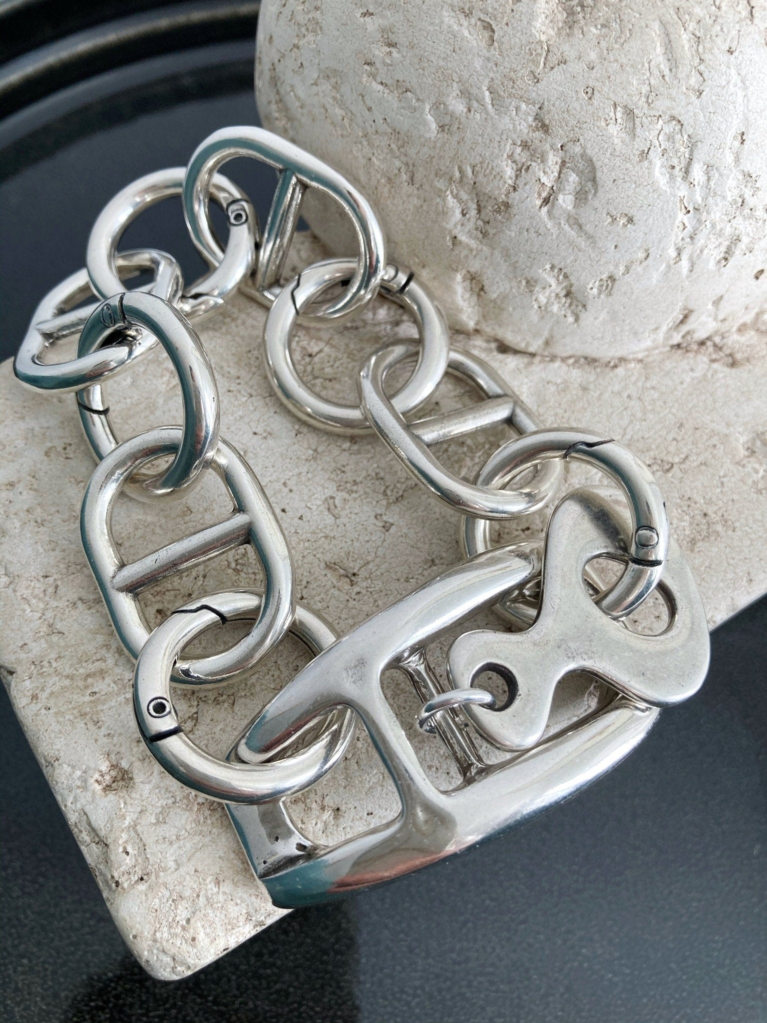 The Salzburg Bracelet – Chunky Silver Wrap Bracelet | Bold Statement Link Jewelry, Gift for Her - Karl & kate