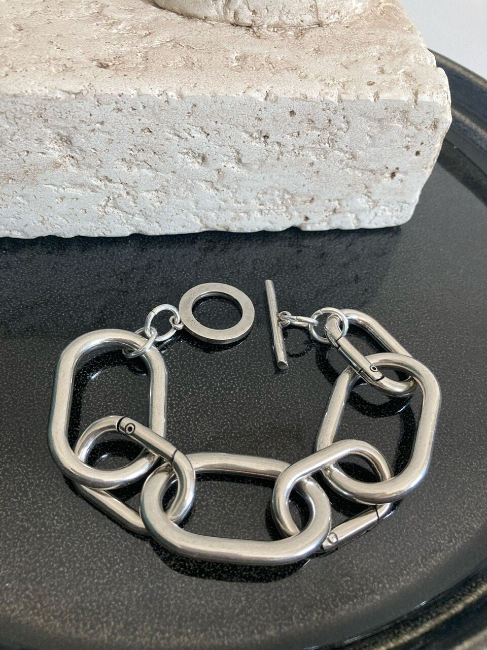 The Sydney Bracelet – Chunky Silver Wrap Bracelet | Elegant Oval Link Statement Jewelry, Gift for Her - Karl & kate