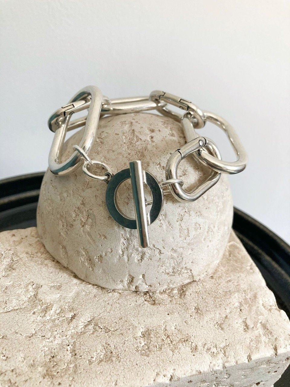 The Sydney Bracelet – Chunky Silver Wrap Bracelet | Elegant Oval Link Statement Jewelry, Gift for Her - Karl & kate
