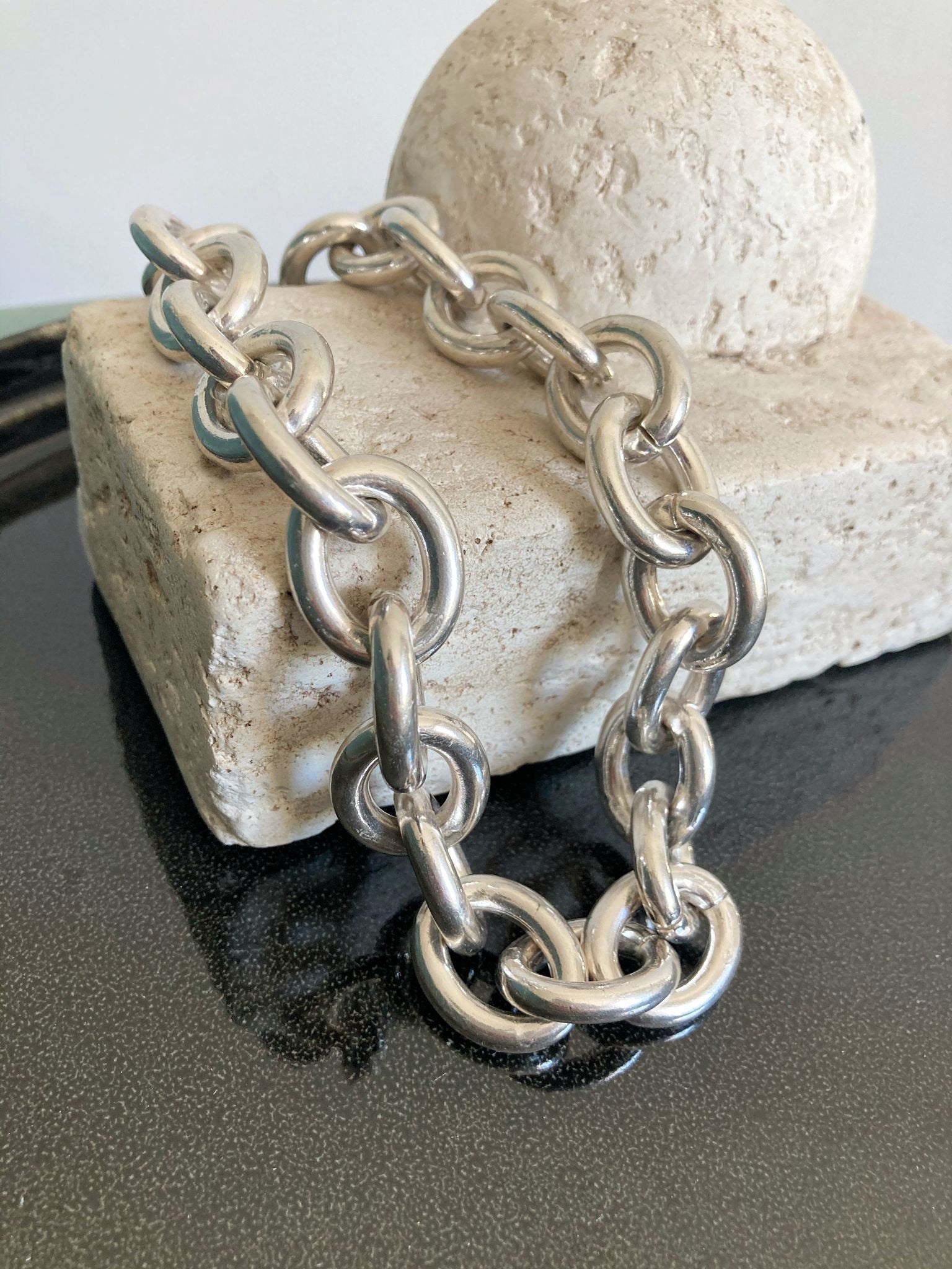 The Sydney Necklace – Lightweight Chunky Silver Curb Chain | Versatile Statement Choker, Elegant Gift for Her - Karl & kate