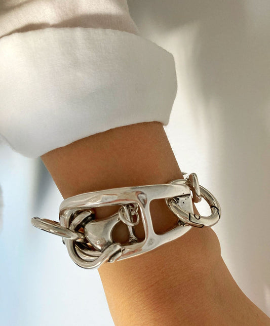 The Tallinn Bracelet – Chunky Silver Wrap Bracelet | Bold Link Statement Jewelry, Gift for Her - Karl & kate