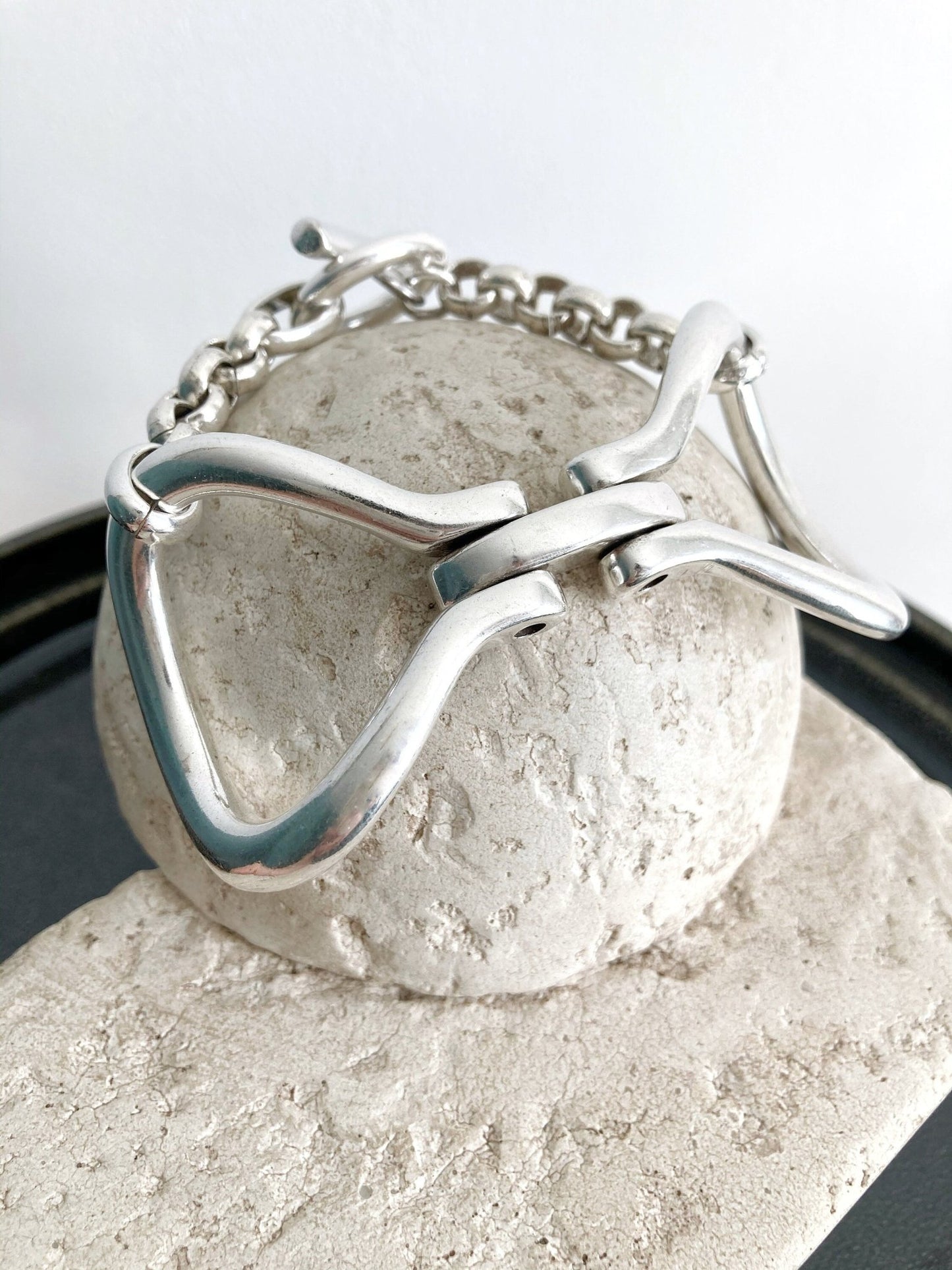The Valencia Bracelet – Chunky Silver Wrap Bracelet | Bold Statement Link Design, Gift for Her - Karl & kate