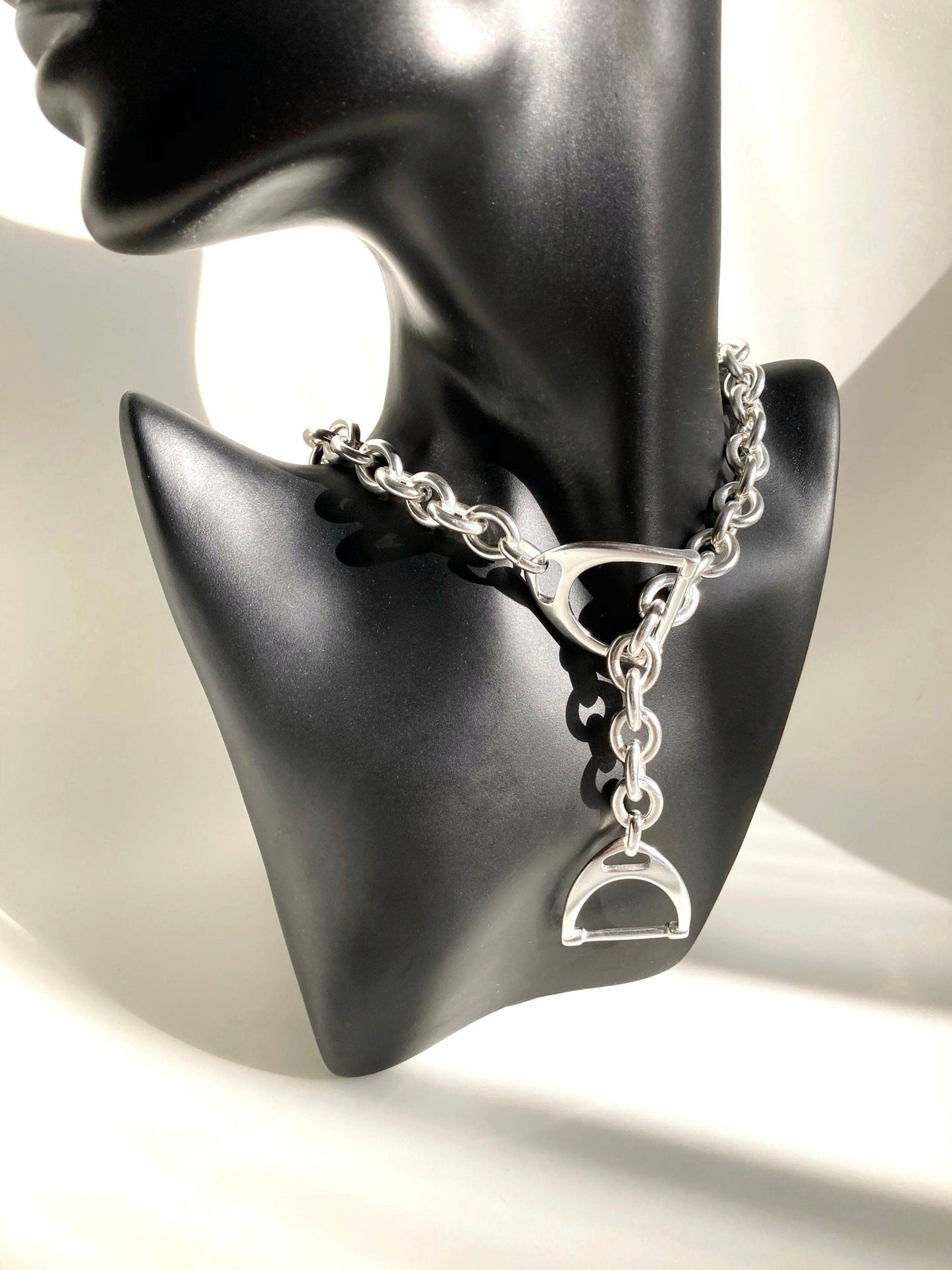 The Vienna Necklace – Bold Chunky Silver Lariat | Heavy Statement Equestrian Chain, Gift for Her - Karl & kate
